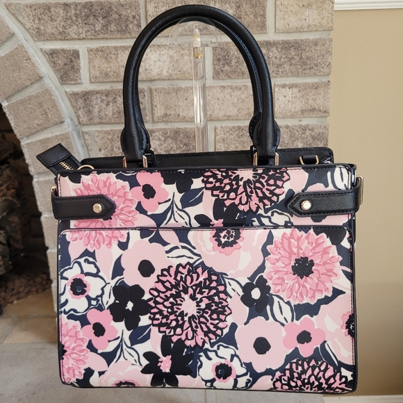*NWOT* Kate Spade Pink and Black Staci Dahlia Floral Satchel - Picture 6 of 15